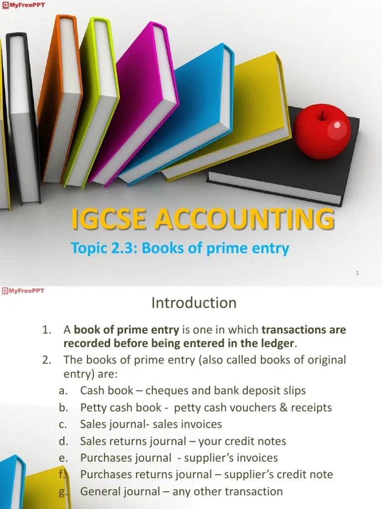 An Introduction To Books Of Prime Entry In Accounting | PDF | Payments | Trade