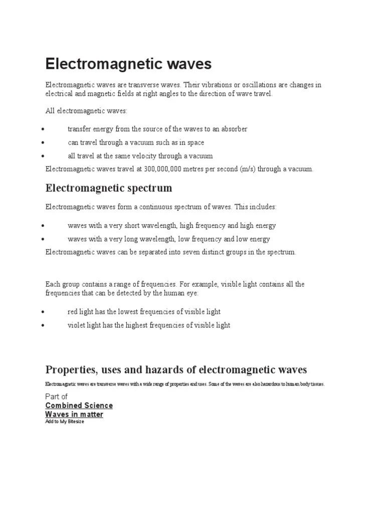 Electromagnetic Waves | PDF | Electromagnetic Radiation | Waves