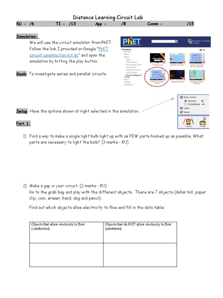 Circuits PhET LAb Activity | PDF | Series And Parallel Circuits | Voltage
