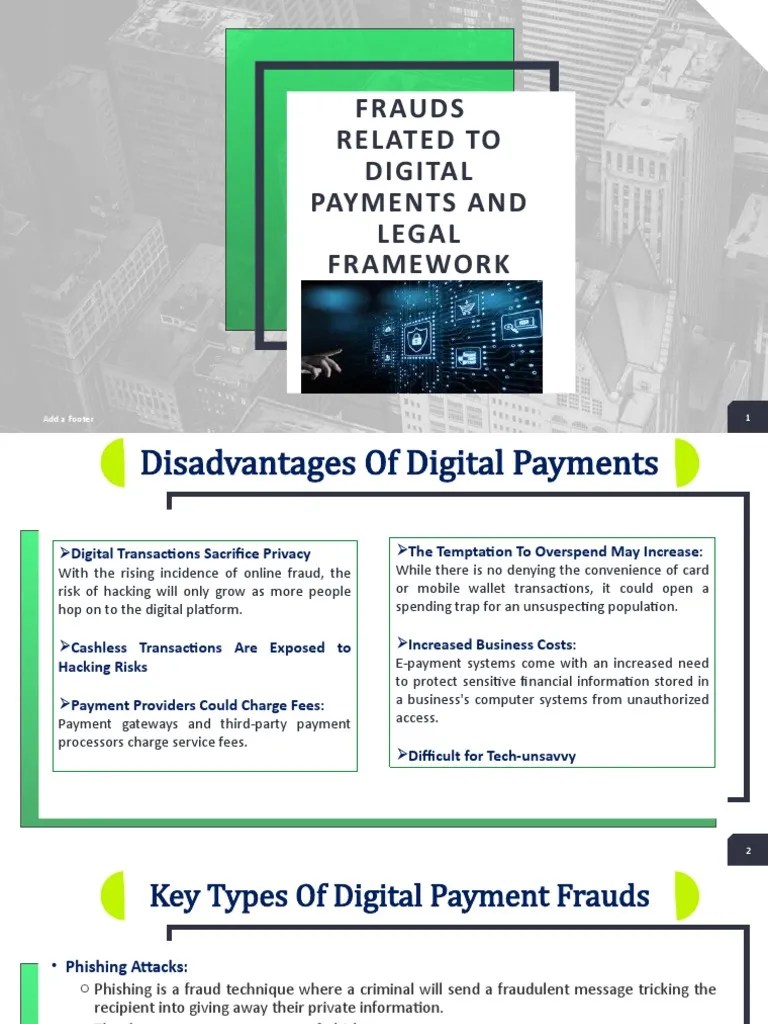 Frauds Related To Digital Payments And Legal Framework: Add A Footer 1 | PDF | Phishing | Malware
