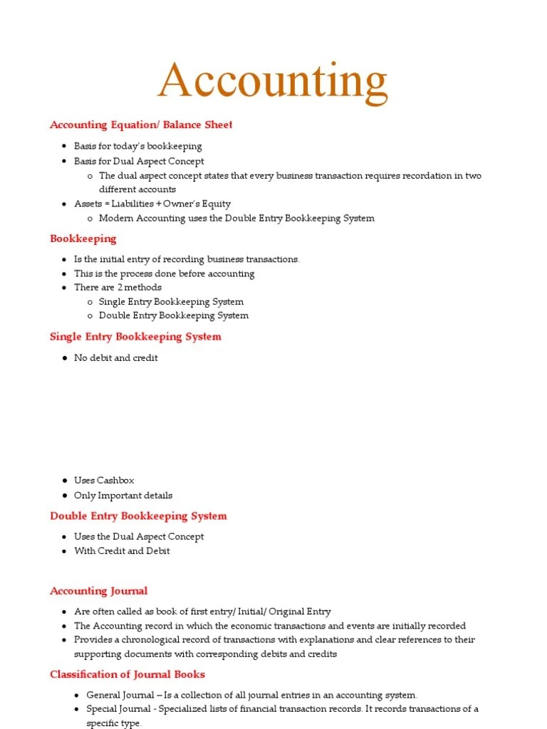 Accounting: Accounting Equation/ Balance Sheet | PDF | Bookkeeping ...
