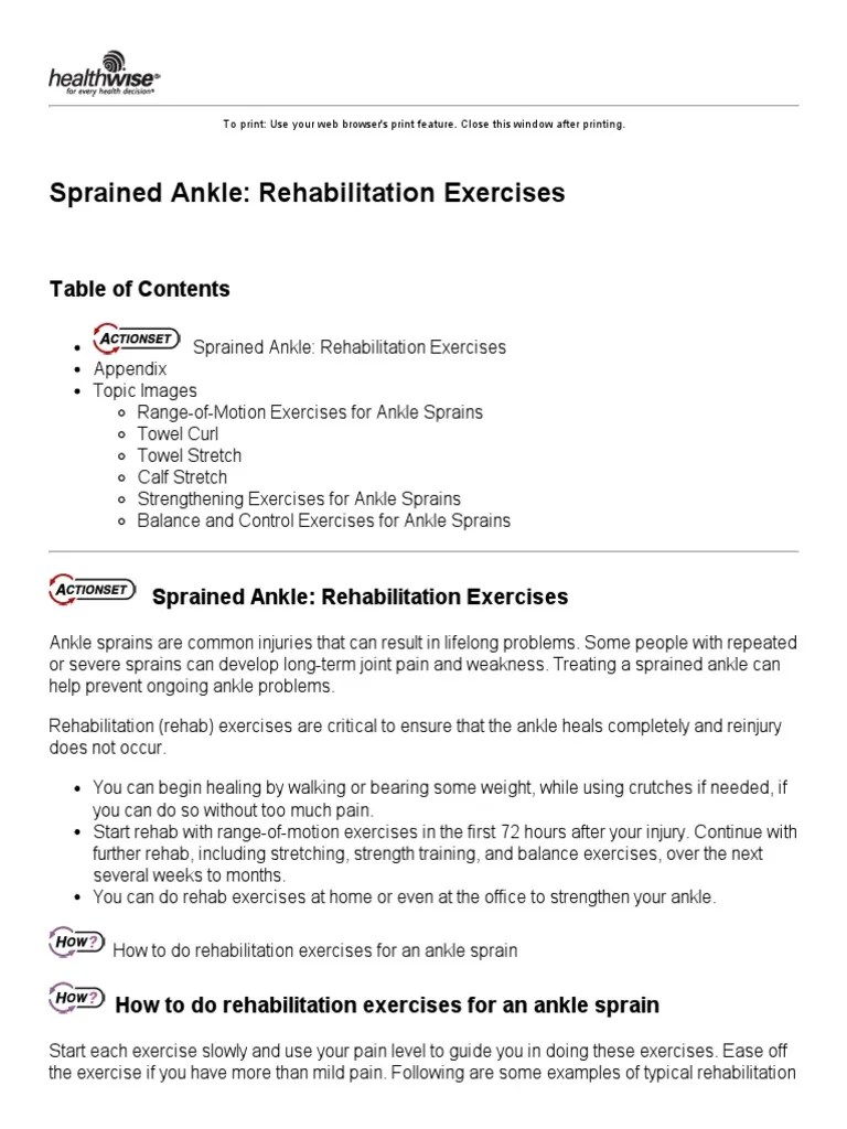 Sprained Ankle Rehabilitation Exercises | PDF | Physical Therapy | Foot