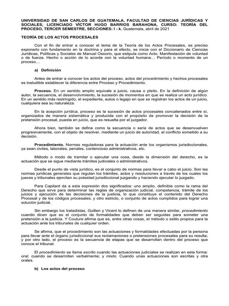 Teoría De Los Actos Procesales: Definición, Clasificación Y Diferencia ...