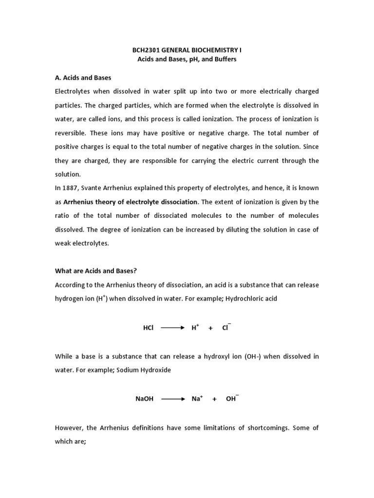 Acids Base And Buffers | PDF | Buffer Solution | Acid