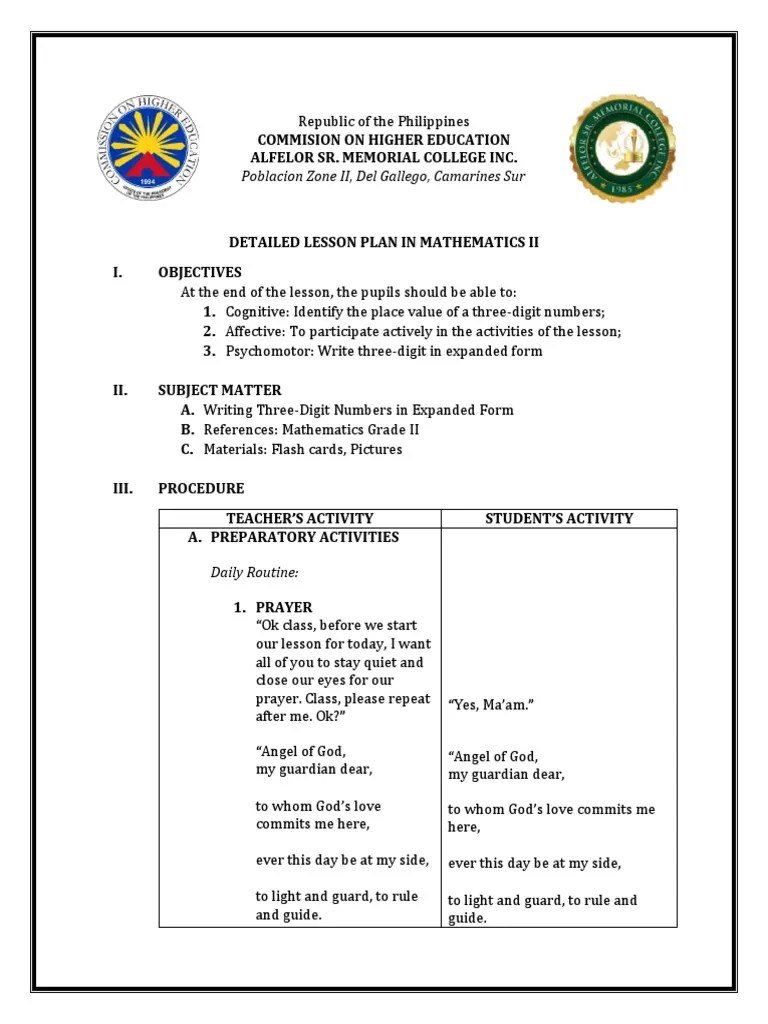 Lesson Plan Math | PDF | Numbers | Cognition
