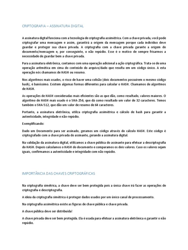 3 Criptografia Assinatura Digital Pdf Criptografia De Chave