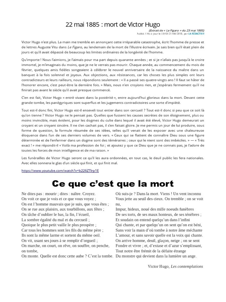 Victor Hugo Mort 22 Mai 1885 | PDF | Victor Hugo