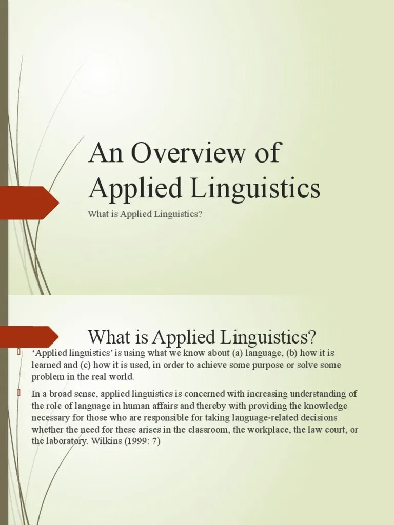 An Overview Of Applied Linguistics History Lecture 2 | PDF | Second ...