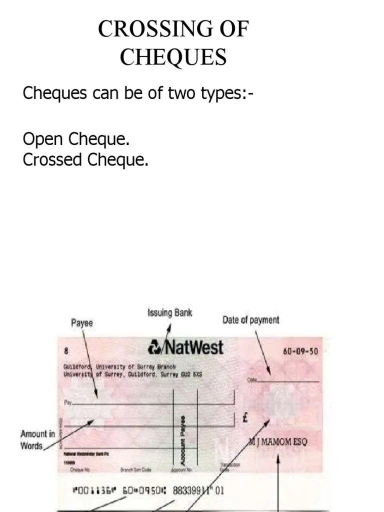 Crossing Of Cheques: Cheques Can Be Of Two Types:-Open Cheque. Crossed Cheque | PDF | Cheque ...