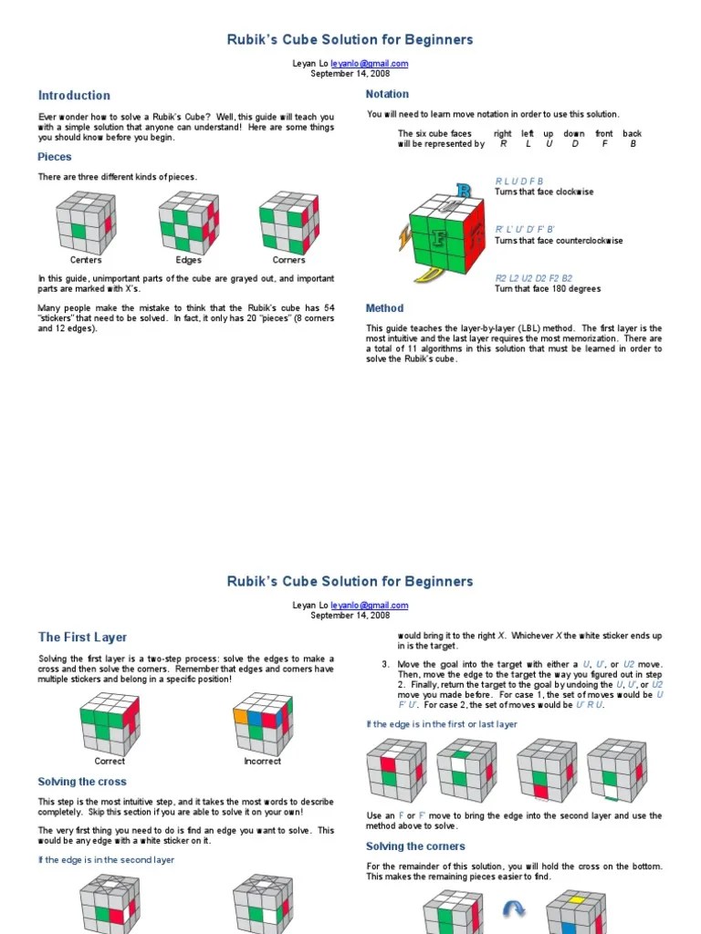 Beginner Rubik's Cube | PDF | Theoretical Computer Science | Applied ...