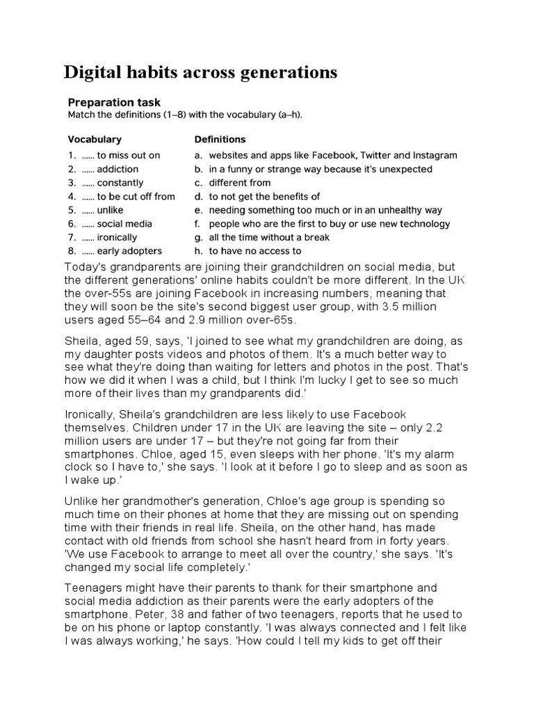 Digital Habits Across Generations | PDF