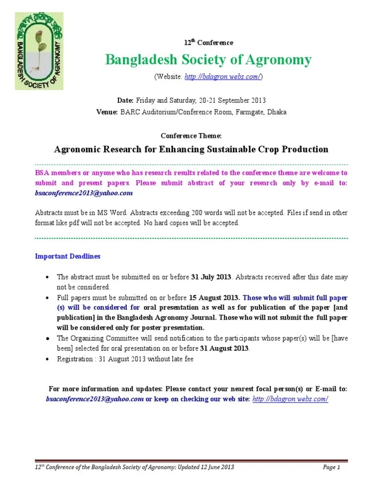 Bsa Conference Announcement 12 June2013 | PDF | World Population ...