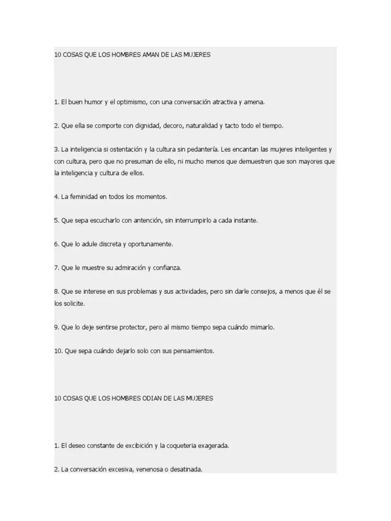 10 Cosas Que Los Hombres Aman De Las Mujeres | PDF
