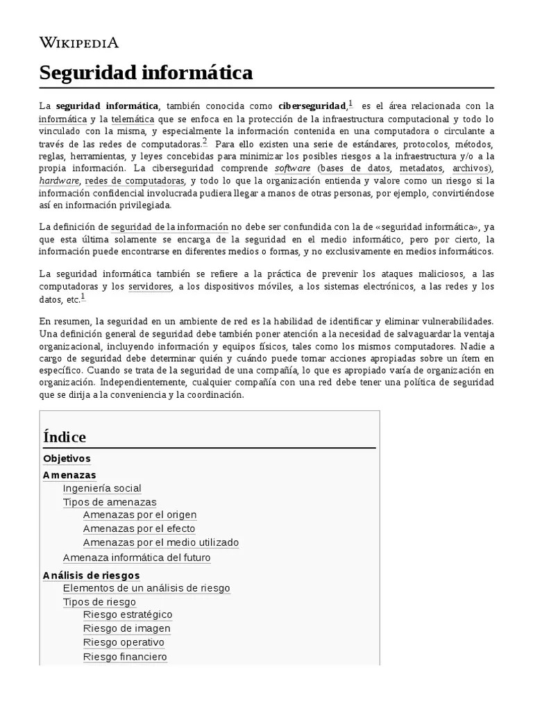 Seguridad Informática | PDF | Seguridad | La Seguridad Informática