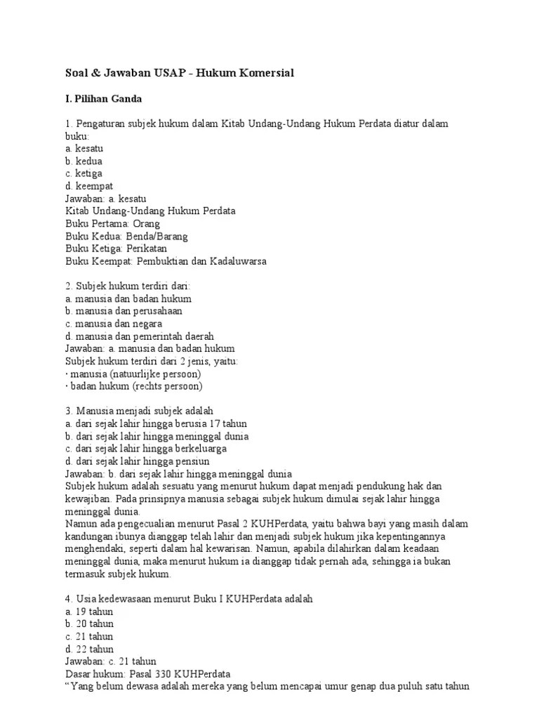Kumpulan soal uas semester 3 ta 2016 2017 fakultas hukum undip . Soal Usap Lbhk Pdf