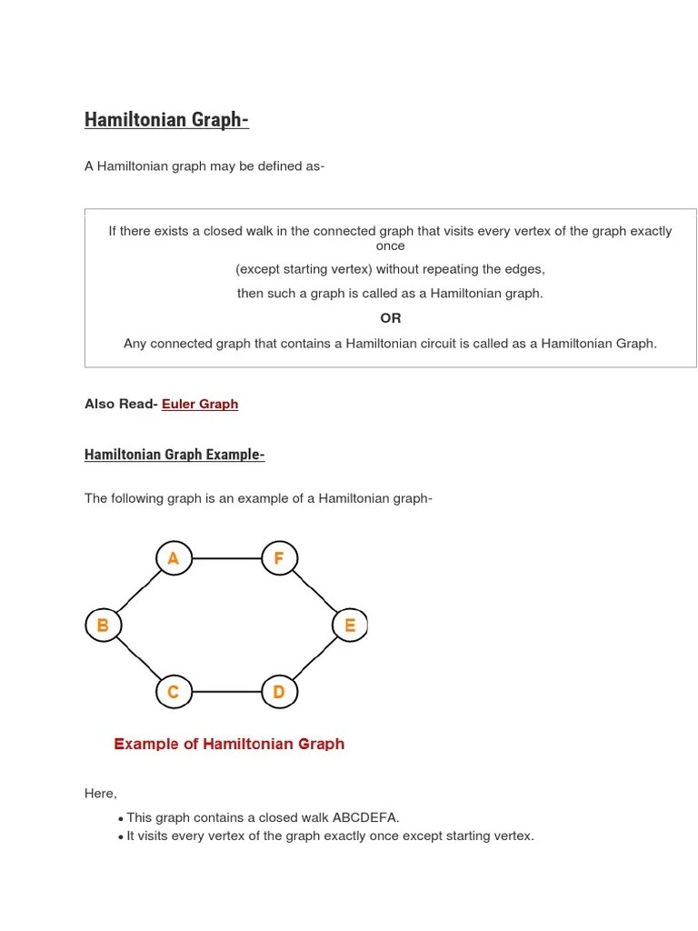 Hamiltonian Graph Example | PDF