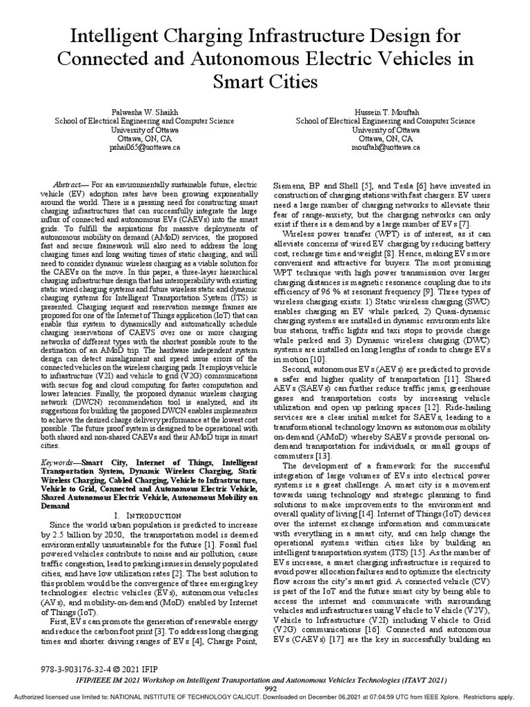 Intelligent Charging Infrastructure Design For Connected And Autonomous Electric Vehicles In ...