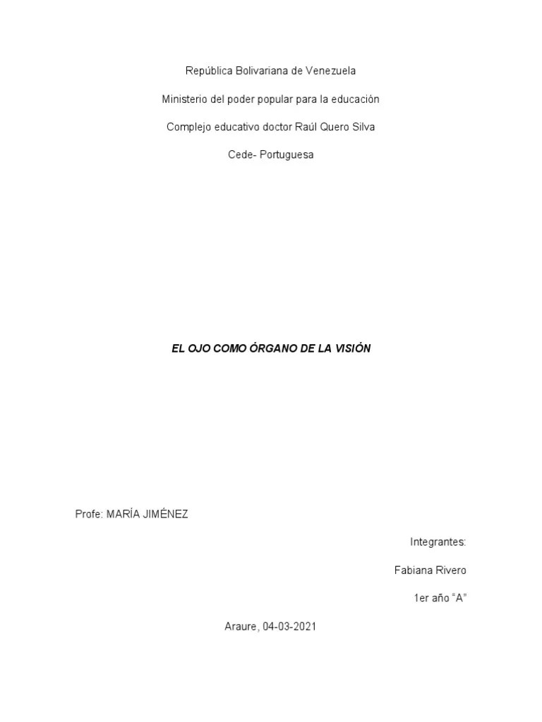 El Ojo Como Órgano De La Visión | PDF | Ojo Humano | Percepción Visual