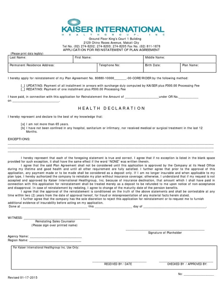 Application For Reinstatement Form | PDF | Justice | Crime & Violence