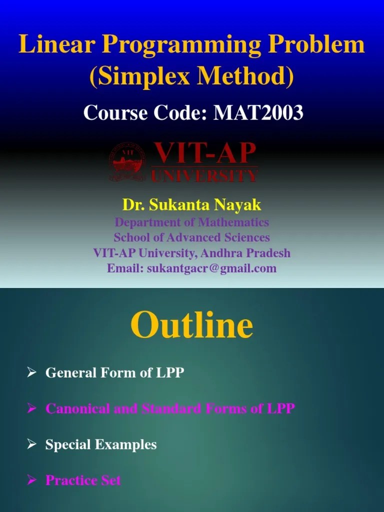 Lecture 4 Linear Programming Problem (Simplex Method) | PDF | Linear ...