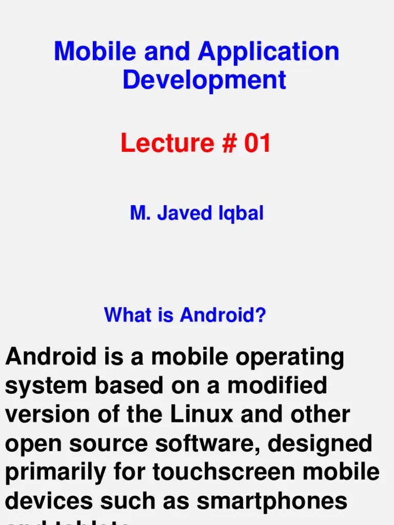 Android Development Slides Lec 01 GCUF | PDF | Android (Operating ...