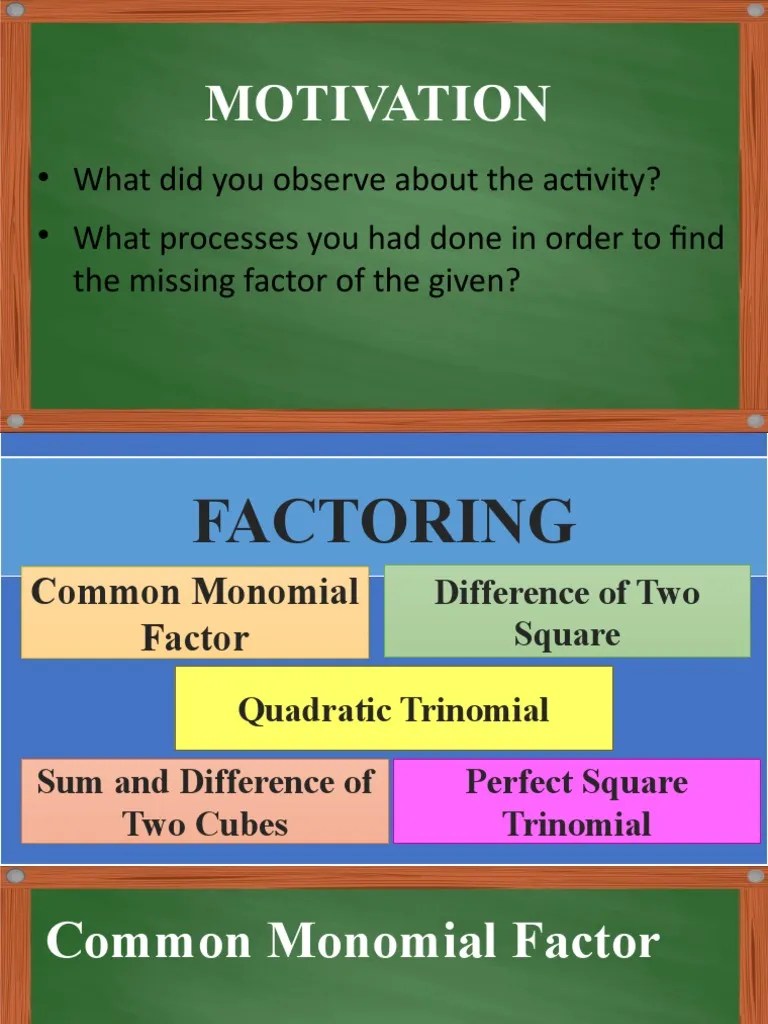Lesson 1.1 - FACTORING POLYNOMIAL WITH GREATEST COMMON MONOMIAL FACTOR ...