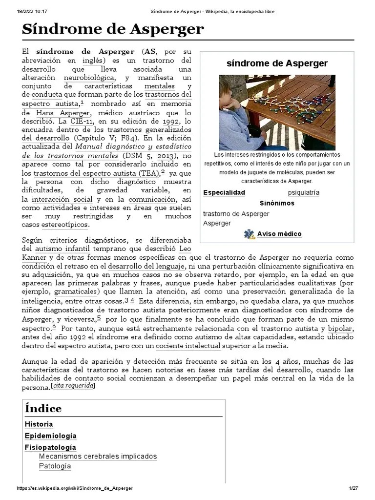 Síndrome De Asperger | PDF | Síndrome De Asperger | Espectro Autista