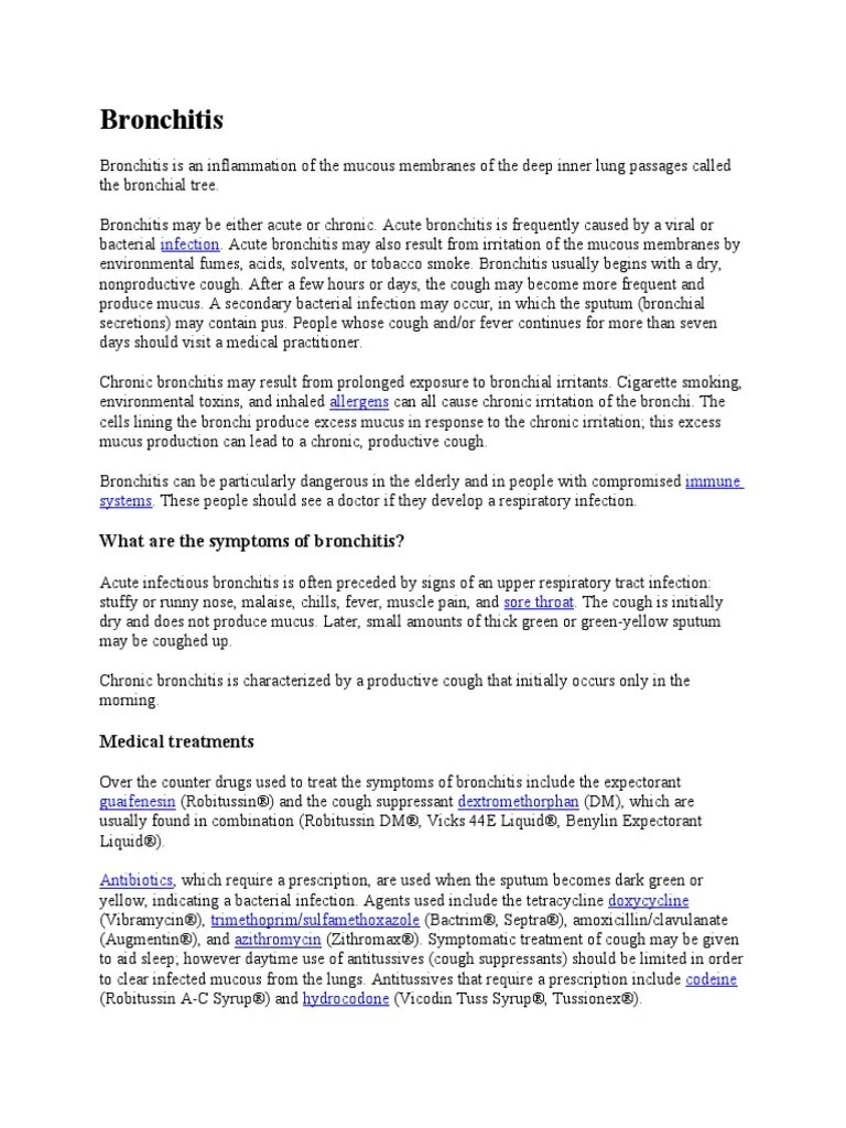 Acute Bronchitis | PDF | Bronchitis | Cough