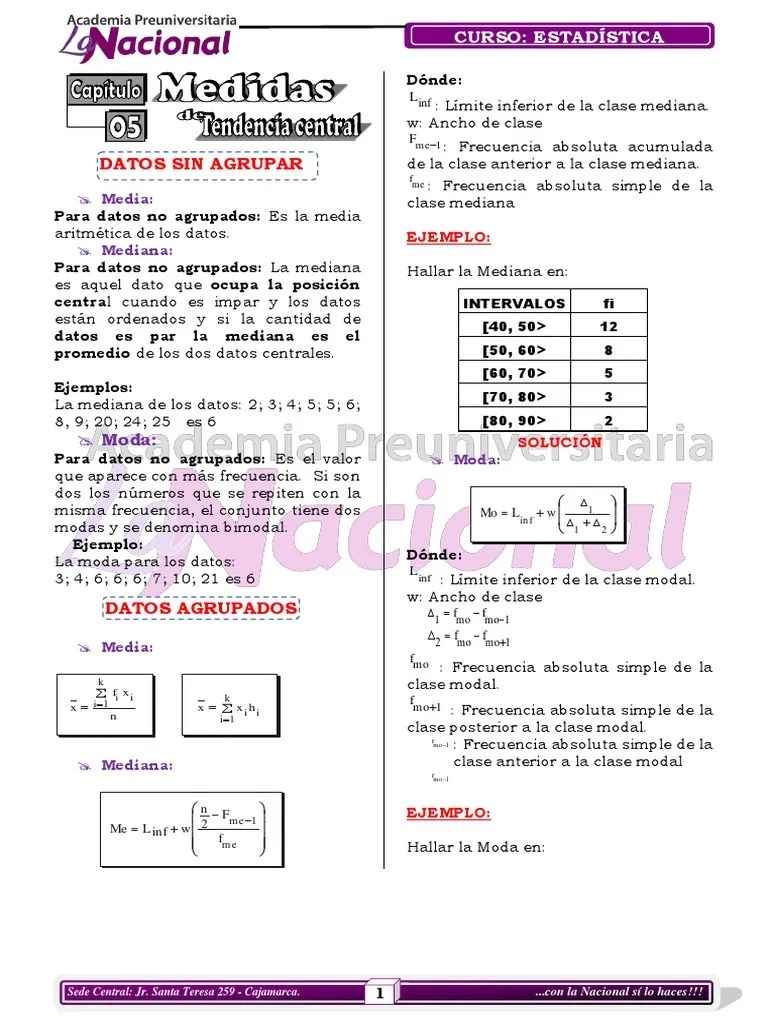 Pràctica N°4-Medidas De Tendencia Central-Estadistica | PDF | Mediana ...