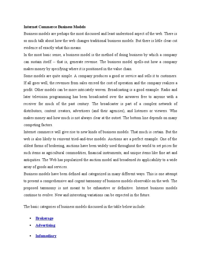 4 E Commerce Business Models | PDF | Subscription Business Model ...