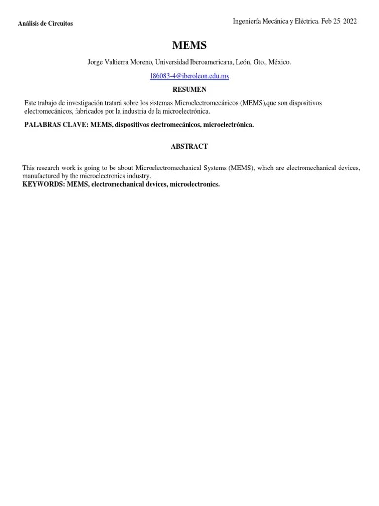 Mems PDF | PDF | Sistemas Micro Electromecánicos | Acelerómetro