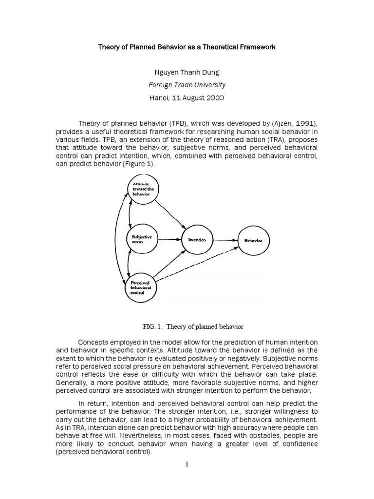 Theory Of Planned Behavior | PDF | Cognition | Psychological Concepts