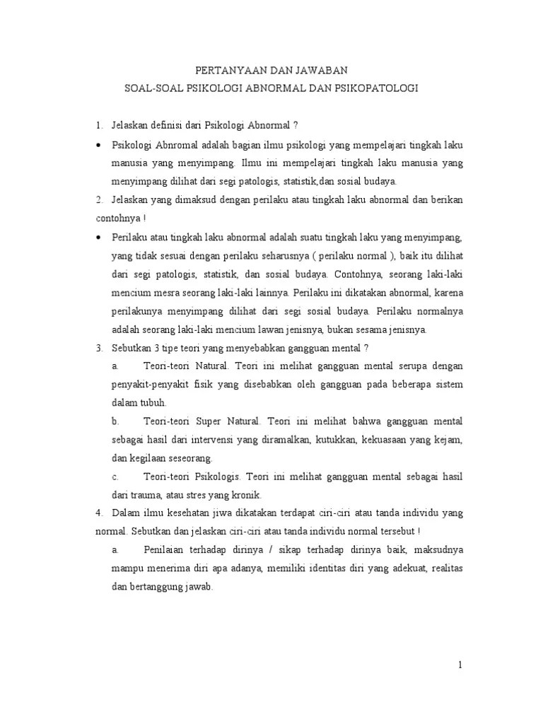 10 An Dan 10 Jawabannya Psi Abn &amp; Psikopatologi | PDF