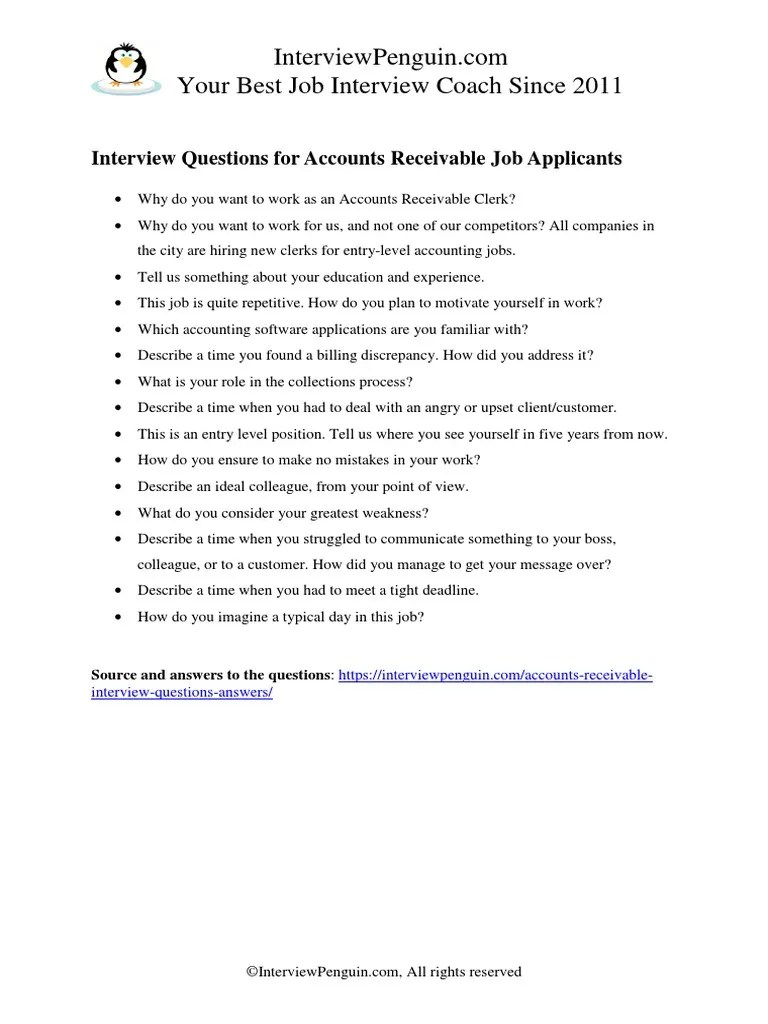 Accounts Receivable Interview Questions | PDF