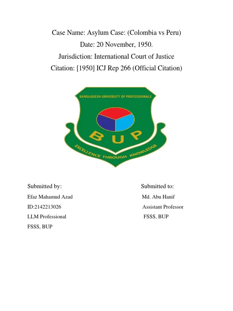 Asylum Case | PDF | Asylum Seeker | International Law