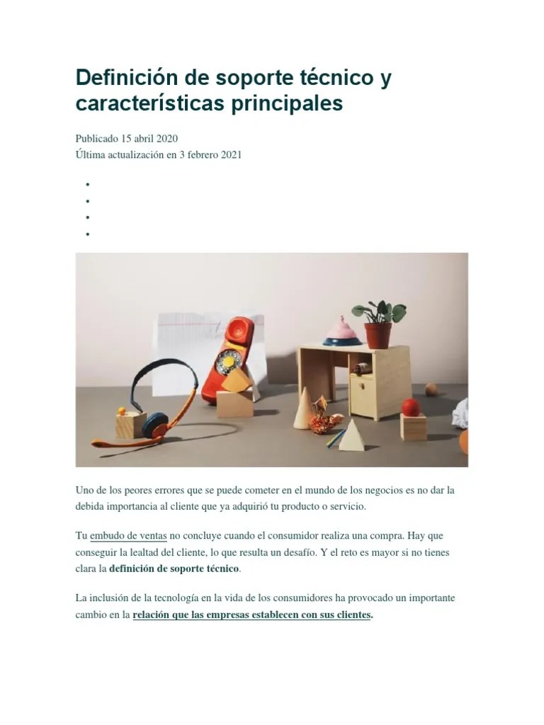 Definición De Soporte Técnico Y Características Principales | PDF | Soporte Técnico | Mesa De Ayuda