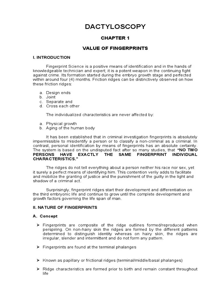 Personal Identification Handouts | PDF | Fingerprint | Finger