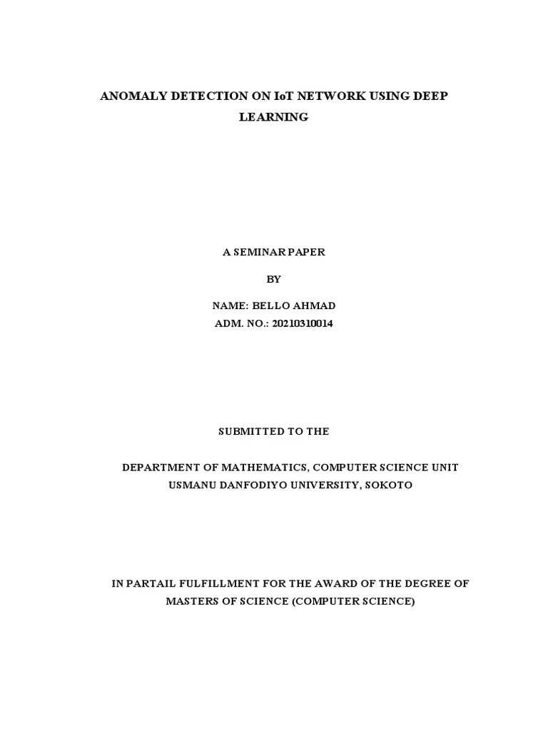 Anomaly Detection On Iot Network Using Deep Learning | PDF | Wireless ...