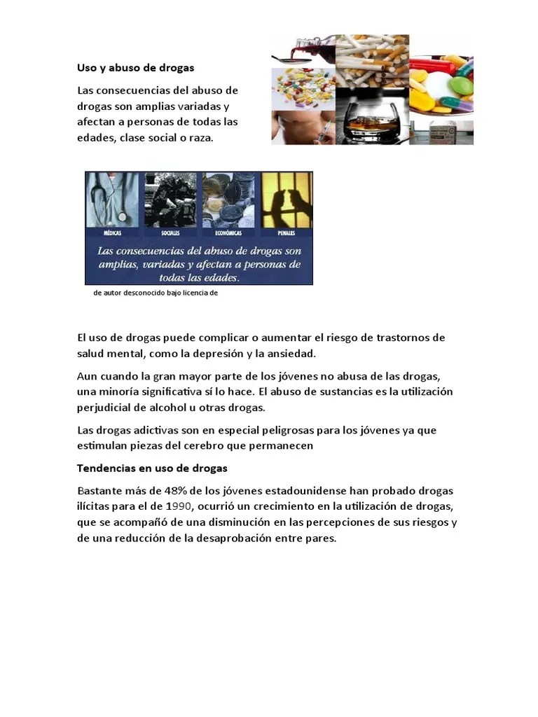 Uso Y Abuso De Drogas | PDF | La Dependencia De Sustancias | Depresión ...