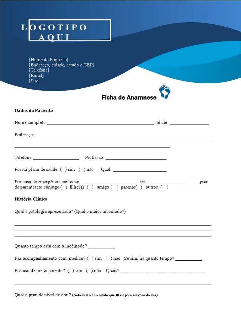 Ficha Anamneses Reflexologia Podal | PDF | Doenças E Distúrbios ...