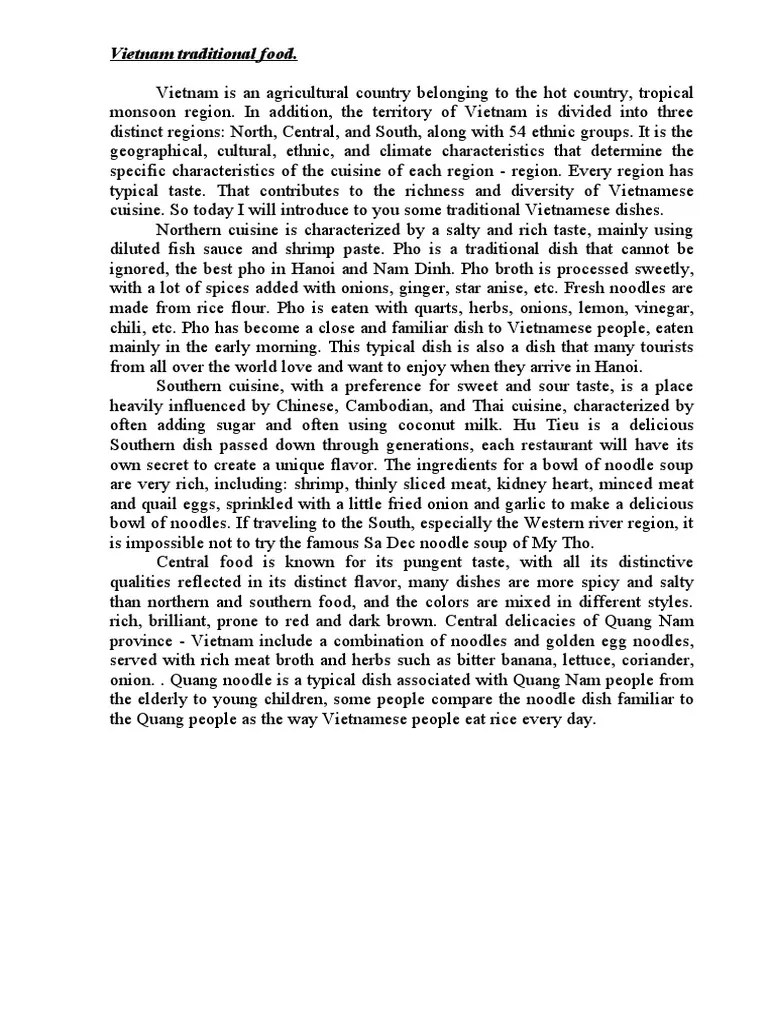 Vietnam Traditional Food | PDF | Vietnamese Cuisine | Cuisine