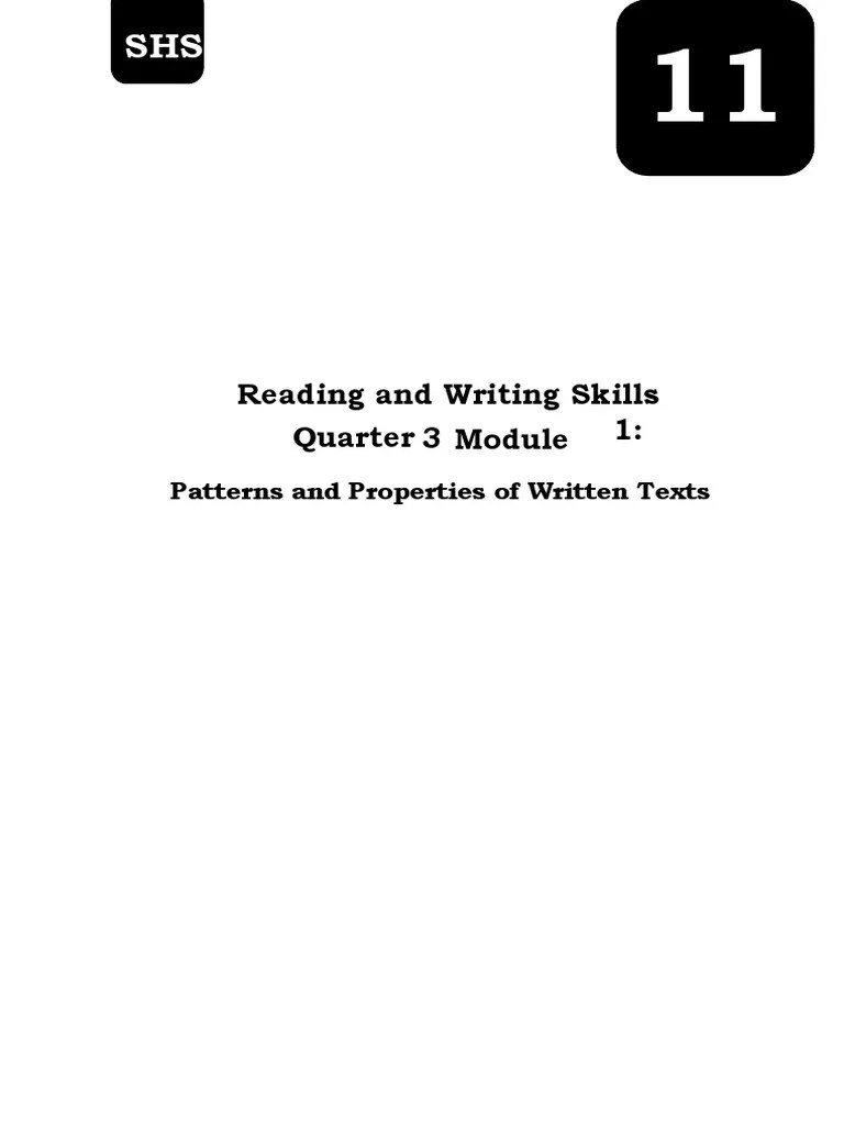 Reading And Writing Skills Quarter 3 1:: Patterns And Properties Of ...