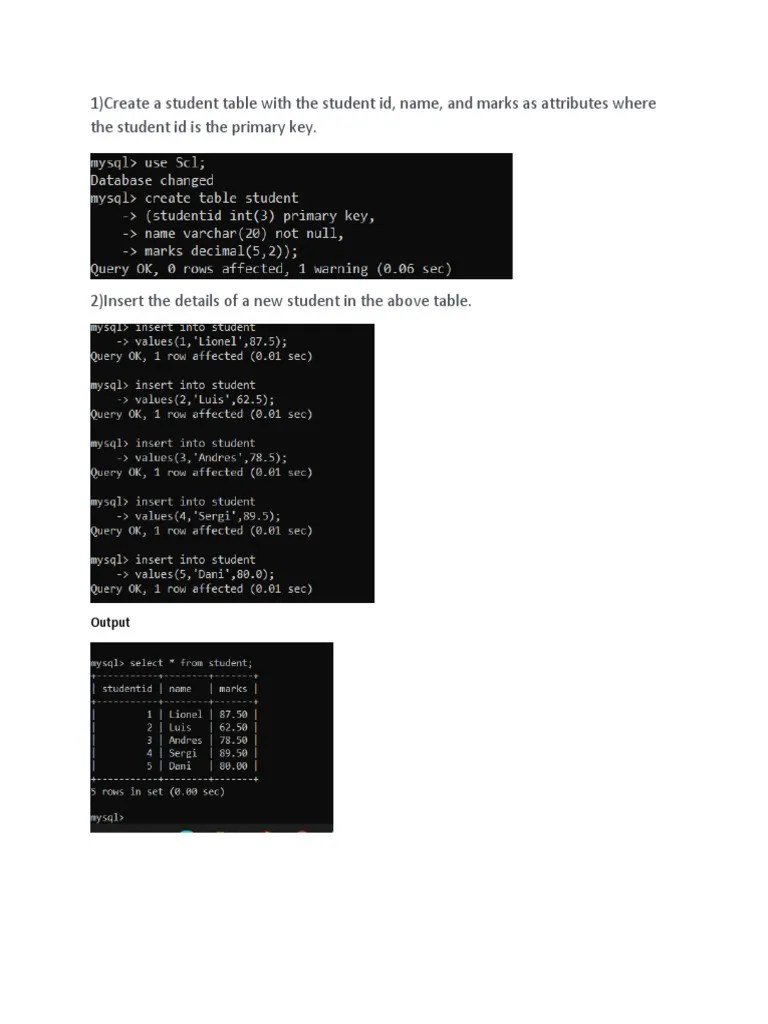 Practical File Mysql | PDF