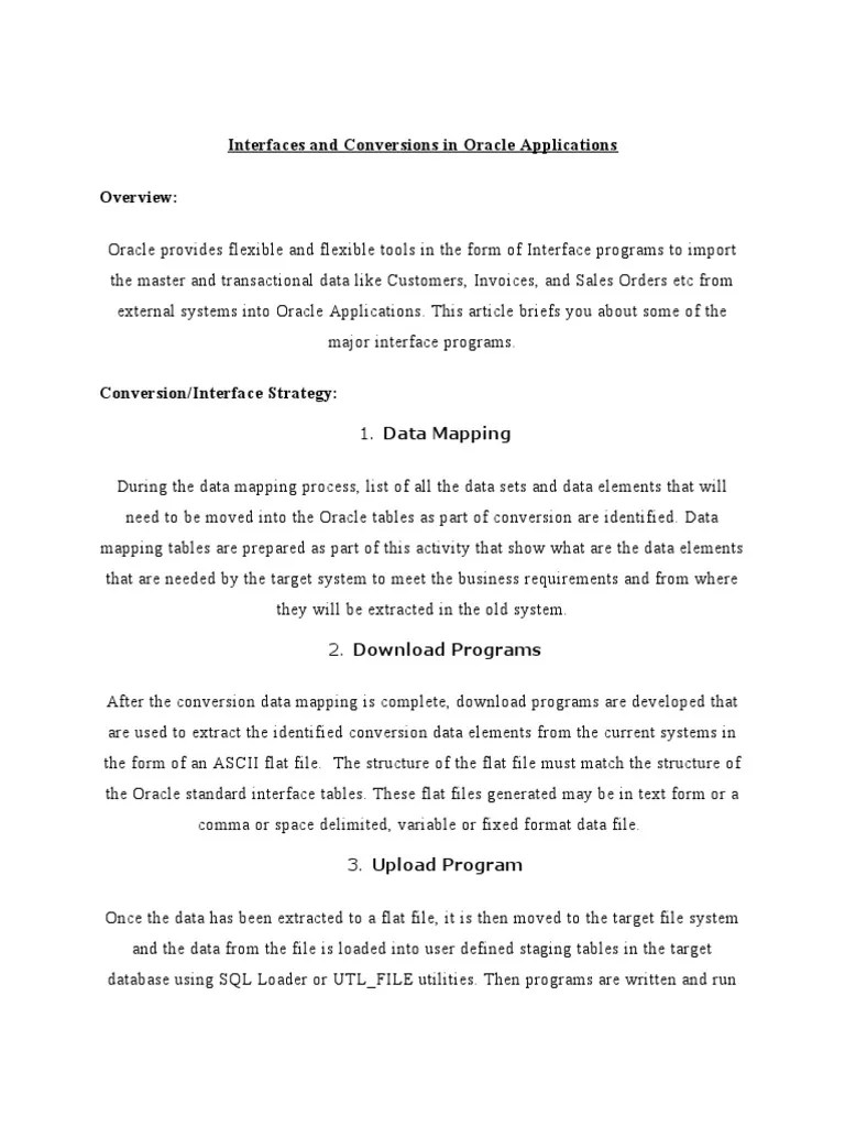Oracle Interface And Conversions | PDF