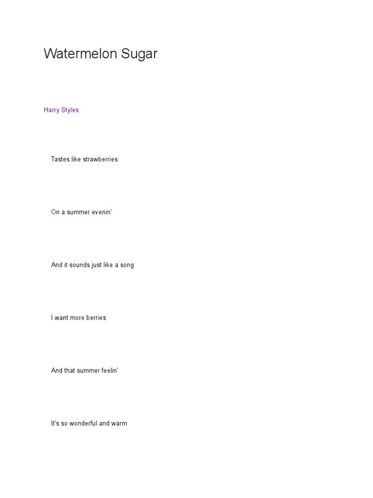 Watermelon Sugar: Harry Styles | PDF