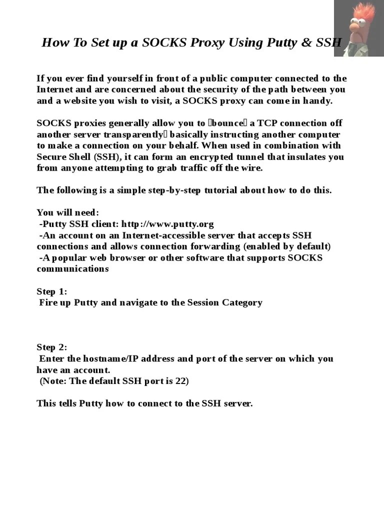How To Set Up A SOCKS Proxy Using Putty & SSH | Download Free PDF ...