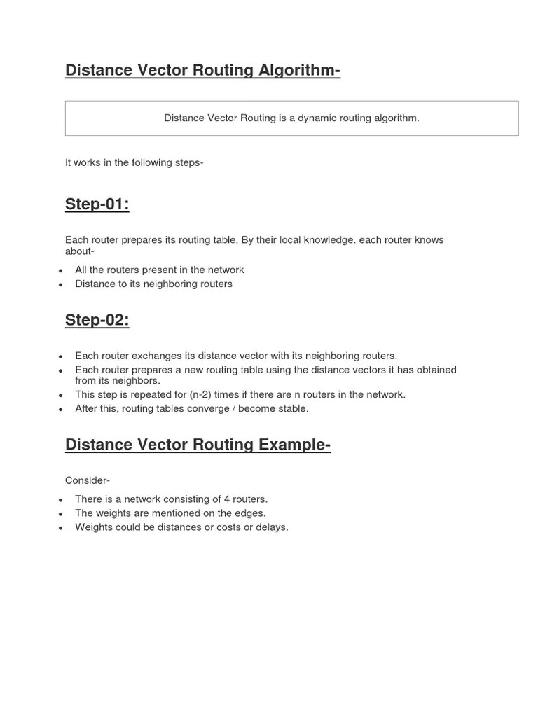 Distance Vector Routing Algorithm In Computer Networks | PDF | Routing ...