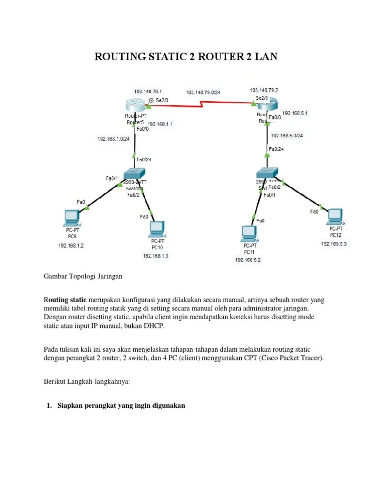Routing Static 2 Router 2 Lan | PDF