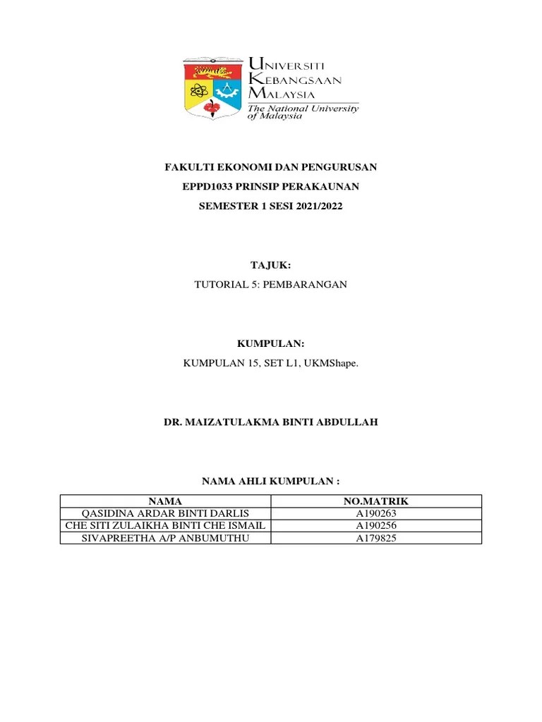 Jawapan Tutorial 5 Group 15 | PDF
