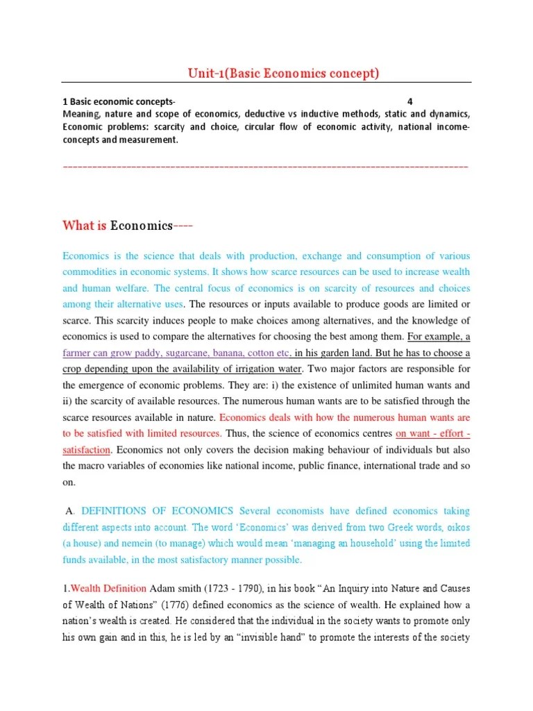 Unit 1 - Basic Concept Of Economics | PDF